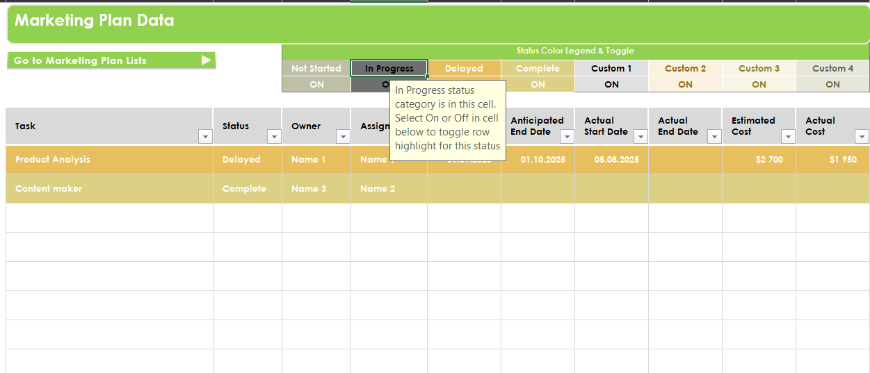Marketing project planner (template) - Image 2